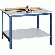 POSTE DE TRAVAIL DEBOUT L 200 X P 100 CM PLATEAU GRIS - PIÉTEMENT BLEU