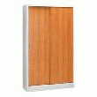 ARMOIRE HAUTEUR 200 CM PORTES COULISSANTES DÉCOR MERISIER - CORPS GRIS CLAIR