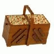 BOÎTE À COUTURE EN BOIS MDF COLORIS CHÊNE FONCÉ 33 X 16 X 19 CM