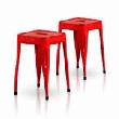 LOT DE 2 TABOURETS EN ACIER INDUSTRIEL ROUGE STEEL CITY CHAISE