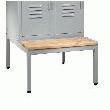 SOCLE BANC BOIS SIMPLE FACE POUR VESTIAIRES 4 CASES INDUSTRIE PROPRE