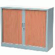 ARMOIRE PORTES À RIDEAUX H.100 X L.120 CM - REALSPACE PRO - DÉCOR BOIS CORPS ALUMINIUM / PORTE MERISIER