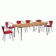 TABLE DE REUNION OBLONG 240 MERISIER / PIEDS ALU.