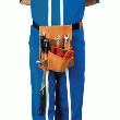 POCHE A OUTILS CROUTE DE CUIR +CEINTURE A 5 COMPARTIMENTS.