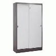 ARMOIRE HAUTEUR 200 CM PORTES COULISSANTES DÉCOR GRIS CLAIR - CORPS ANTHRACITE