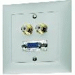 KIT DE MONTAGE EDIZIODUE ENCASTRABLE POUR 2 FICHES RCA (CINCH) FEMELLES, 1 CONNECTEUR VGA (SUB-D HAUTE DENSITÉ 15 PÔLES)