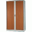 ARMOIRE MONOBLOC PORTES À RIDEAUX H.198 CM - CORPS ALUMINIUM/POIRIER - DIMENSIONS : 120 X 43 X 198 CM