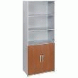 Altis armoire haute + 2 portes basses + 2 portes verre H190xP80 gris alu / marronnier foncé + 4 tablettes
