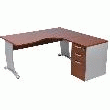 LE PACK PLUS : 1 BUREAU ASYMÉTRIQUE RETOUR À DROITE + 1 CAISSON HAUTEUR BUREAU MARRONNIER