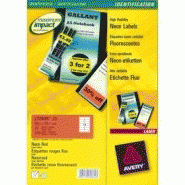 350 ÉTIQUETTES AVERY HAUTE-VISIBILITÉ ENLEVABLES ROUGE FLUO DE 99,1 X 38,1MM