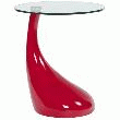 TABLE D'APPOINT DESIGN KOMA EN VERRE TRANSPARENT ET PIED ROUGE LAQUÉ