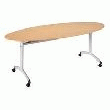 TABLE OVALE 200X90 HETRE PRACTIKA 3 PIEDS ALU.