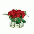BOUQUET DE ROSES ROUGES + VASE EN VERRE -