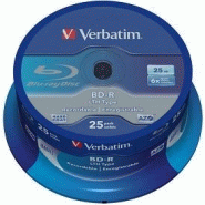 VERBATIM - TOUR DE 25 BLU-RAY BD-R SIMPLE COUCHE 25 GO 6X 43772