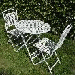 PRIX ANNIVERSAIRE !! ENSEMBLE FLORA BLANC 1 GUÉRIDON + 2 CHAISES PLIANTES
