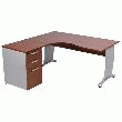 LE PACK PLUS : 1 BUREAU ASYMÉTRIQUE RETOUR À GAUCHE + 1 CAISSON HAUTEUR BUREAU HÊTRE