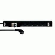 MULTIPRISE 19" 5 PRISES DE COURANT ALLEMANDES DISJONCTEUR MAGNETOTHERMIQUE 