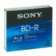 SONY BLU-RAY DISK PACK DE 5, CAPACITÉ 25 GO, BOITIER CD