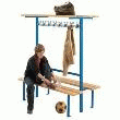 COMBINE DOUBLE FACE BLEU ASSISE ET PORTE PAQUET BOIS.