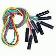 LOT DE 4 CORDES À SAUTER EN PLASTIQUE AVEC POIGNÉES, COLORIS ASSORTIS. LONGUEUR 225 CM