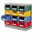 RACK DE RANGEMENT 12 POSTES AVEC BACS PLASTIQUE 28 DM3