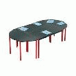 TABLE MULTIFORME 1/2 RONDE NOIRE 120 X 60 CM PIÈTEMENT ROUGE