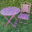 PRIX ANNIVERSAIRE !! ENSEMBLE FLORA VIOLET 1 GUÉRIDON + 2 CHAISES PLIANTES