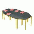 TABLE MULTIFORME TRAPÈZE NOIRE 120 X 60 CM PIÈTEMENT JAUNE