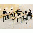 TABLE TRAPÈZE BEIGE MULTIFORMES PIÉTEMENT JAUNE