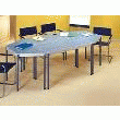 TABLE DE RÉUNION 1/2 ROND BLEU PASTEL / BLEU