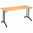 TABLE 160X70 PIEDS PLIANTS HETRE PIETEMENT NOIR.