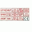 ETIQ. COLLE 49X68MM ROUGE 'BAS'.
