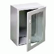COFFRET MURAL MÉTALLIQUE IP 65 DIM.300X200X150 ENTRÉE DE CÂBLE 80X150 AVEC PLAQUE DE FOND ET PORTE TRANSPARENTE