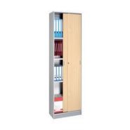 ARMOIRE PORTES COULISSANTES 100X90 CM CORPS GRIS ALUMINIUM - PORTES HÊTRE