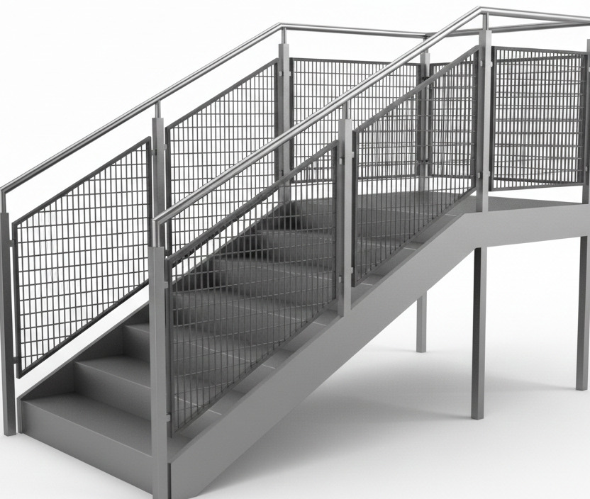 Garde-corps en acier avec remplissage caillebotis