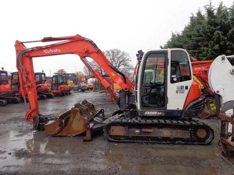 Minipelle Kubota KX080-3 - 8 tonnes - 2010 - 8750h - Moteur 65cv - Godets 45/90/170