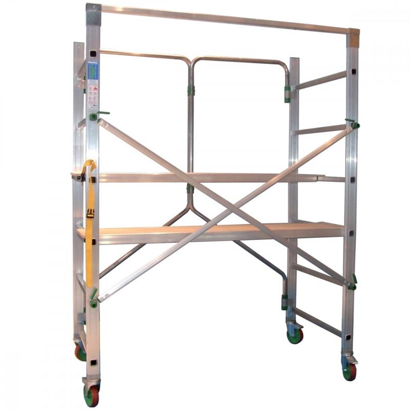Echafaudage professionnel pliable aluminium - 750 mm x 1500 mm - Hauteur de travail 2860 mm