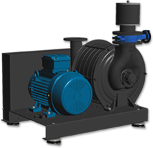 Modèle de soufflante centrifuge multietage 008 - Fonte FGL 250, bride 4" (100 mm) DN 100 PN 10, 1 à 10 étapes