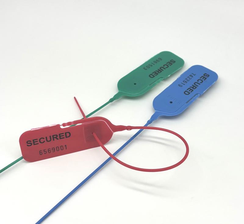 Lot de 100 scellés à serrage progressif - en polypropylène, avec insert métallique anti-retour, résistance 15kg, ouverture par Tear Off, bleu, vert, rouge