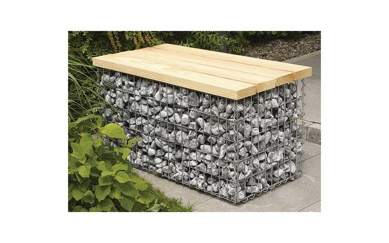 Banc de jardin gabion B4010 - galvanisé zinc-aluminium, maille 50x100 mm, 550x550x540 mm