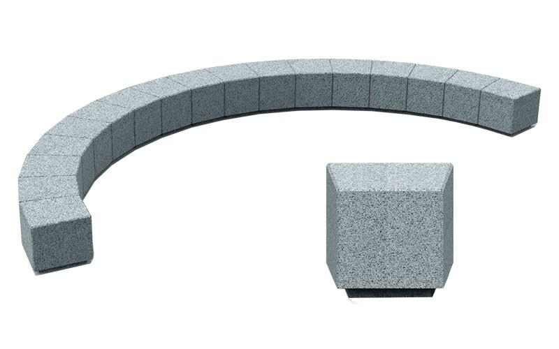 Cube bloc courbe SENEB N1128 - Assise béton modulaire pour espace extérieur - 500 x 500 x 450 mm