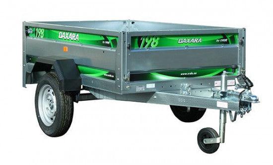 Remorque DAXARA 198 ERDÉ - charge utile 568 kg, plancher acier galvanisé, ridelles amovibles