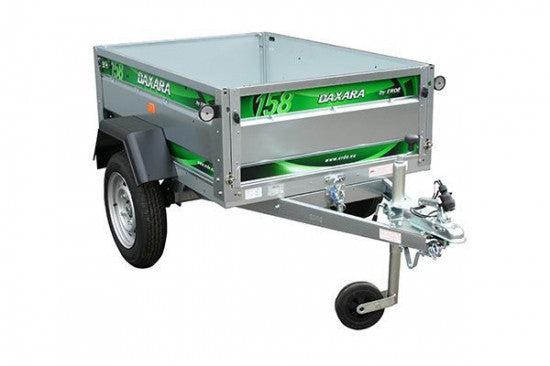 Remorque DAXARA 158 ERDÉ - Caisse renforcée, ridelles doublées, PTAC 650 kg, dimensions utiles 144 x 98 x 40 cm