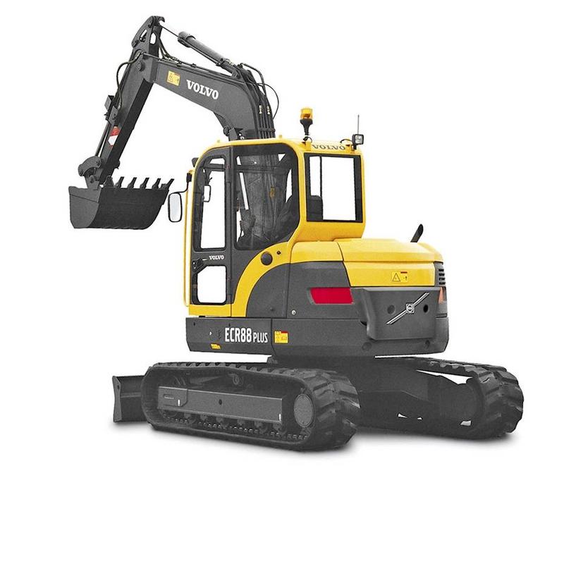 Mini pelle 9t sur chenilles ECR88D Volvo - contrepoids lourd et châssis robuste