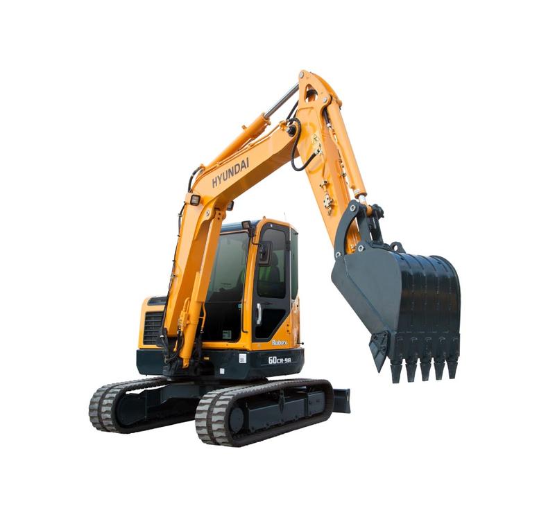 Mini pelle 6T sur chenilles Hyundai R60CR-9A - cabine extra-large, chenilles en acier, bras long en option