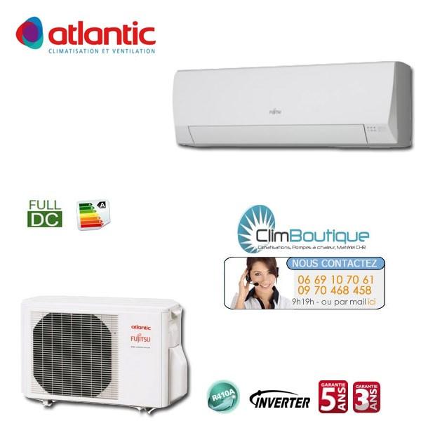 Climatiseur Fujitsu-Atlantic ASYG12LLCC - réversible inverter mural 30 à 45 m²