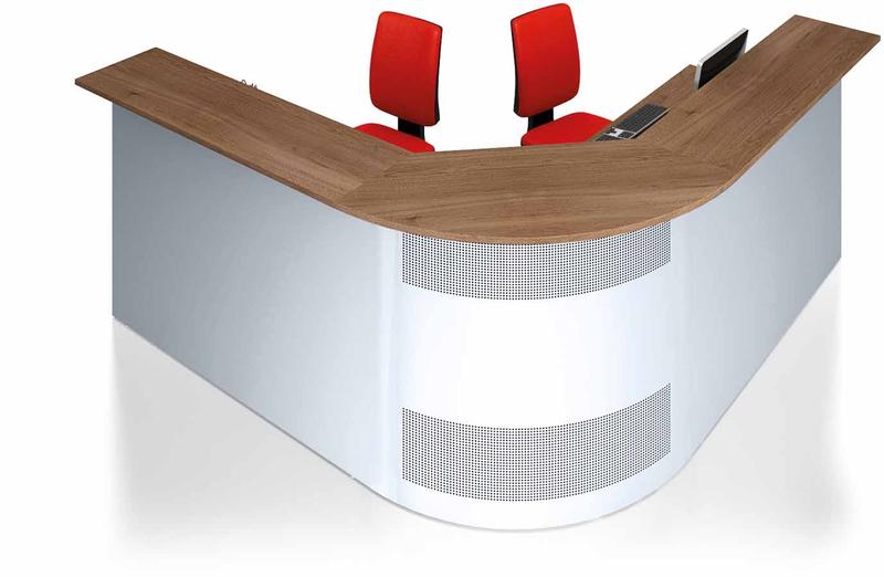 Banque d'accueil à angles arrondis - Modules en mélamine 80-160 cm - Hauteur 74 cm