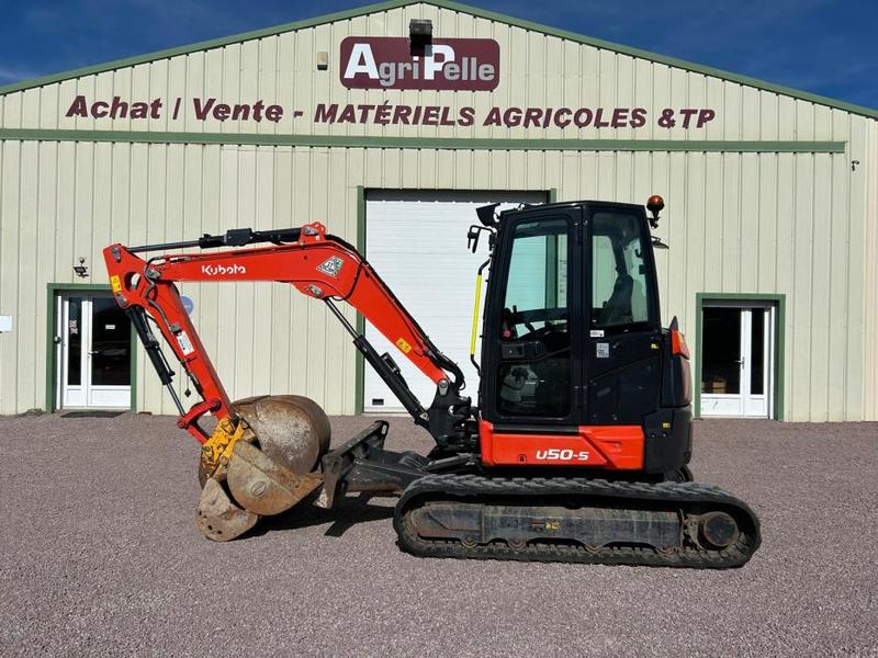 Pelle Kubota U50-5 - 2022 - 1396H - 3 godets (150cm, 80cm, 40cm) - chenilles caoutchouc