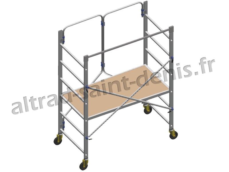 Echafaudage roulant Aluxis Mini - Hauteur de travail 2,90 m - Plancher 0,68 m x 1,53 m - Châssis pliable