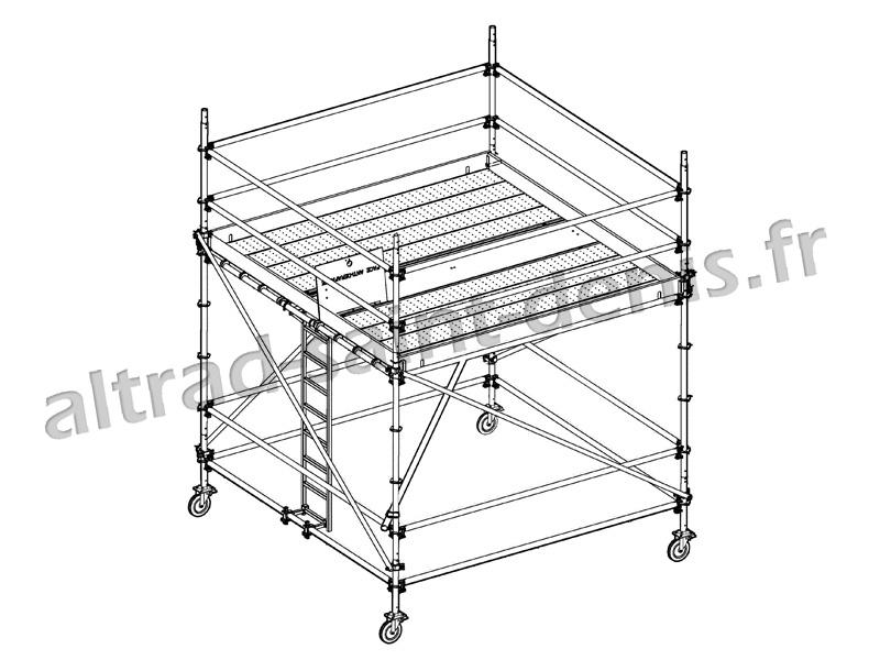 Tour roulante MULTIVIT 2 - Échafaudage - Hauteur de travail jusqu'à 10,50 m - Planchers 3 m x 2 m ou 3 m x 3 m